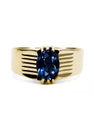 حرف يدوية فينتاج خاتم Sapphire 14 كارت من الذهب الأصفر vrc007y-sp Art Deco أسلوب مجوهرات فينتاج روسي سوفيتي من اتحاد الجمهوريات 